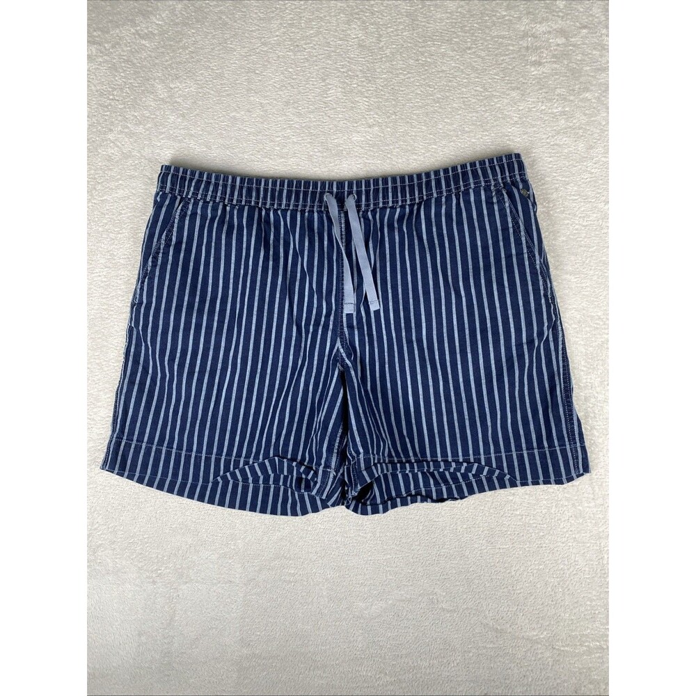 L.L. Bean Lakeside Dock Shorts Women's 16 Navy Blue Striped Favorite Fit PUll on